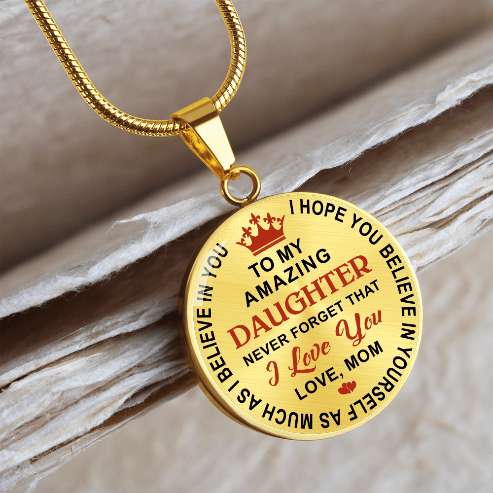 To My Daughter Circle Necklace Gift from Dad, Father - Meaningful Birthday, Christmas or any Special Occasion gift for Princess, Little Girl