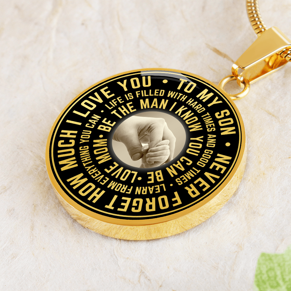 To My Son Circle Necklace from Mom, Mother, Mama - Keepsake Gift for Birthday