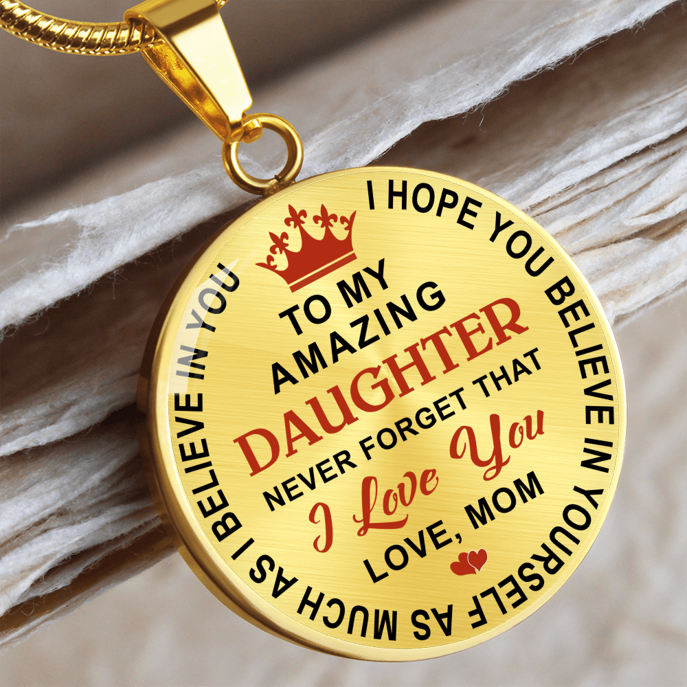 To My Daughter Circle Necklace Gift from Dad, Father - Meaningful Birthday, Christmas or any Special Occasion gift for Princess, Little Girl