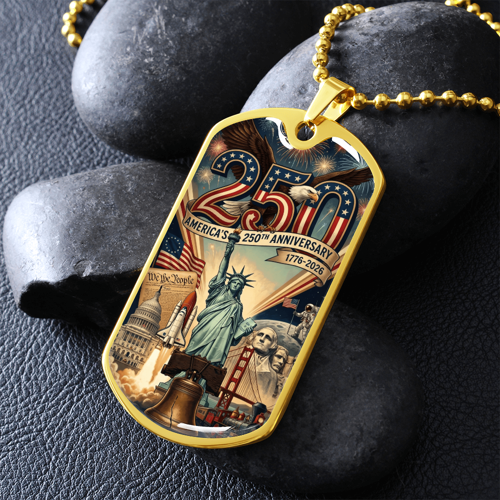 America's 250th Anniversary Engravable  Dog Tag- 250 Years USA Patriotic Necklace 1776 2026 America Anniversary Gift