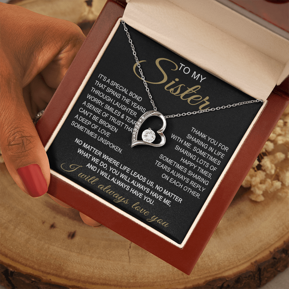 To My Sister Forever Love Necklace Sister Gifts With Heartfelt Message, Sister Gifts From Sister Brother For Birthday