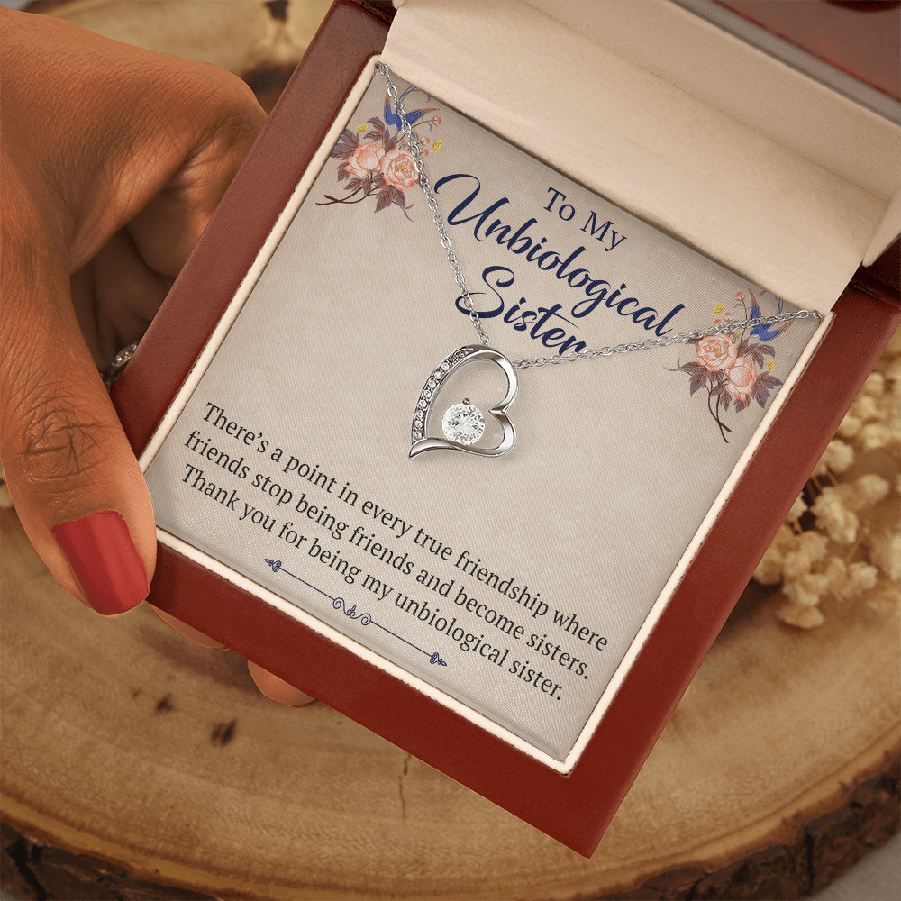 To My Unbiological Sister Forever Love Heart Necklace, Unique Gift for Birthday, Mother's Day, Christmas, or any Special Occasion