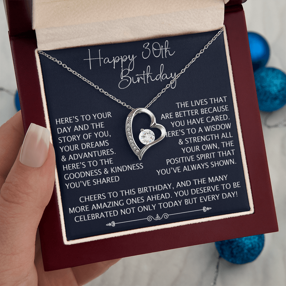 30th Birthday Gift for Her, Forever Love Heart Necklace, 30th Birthday Jewelry, Turning 30 Keepsake Gift for