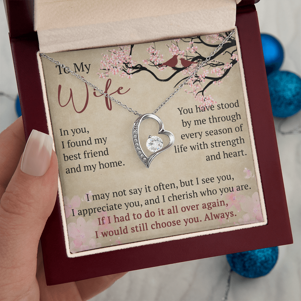 Wife Necklace Anniversary Gift Birthday Present For Her, Forever Love Necklace Romantic Keepsake from Husband