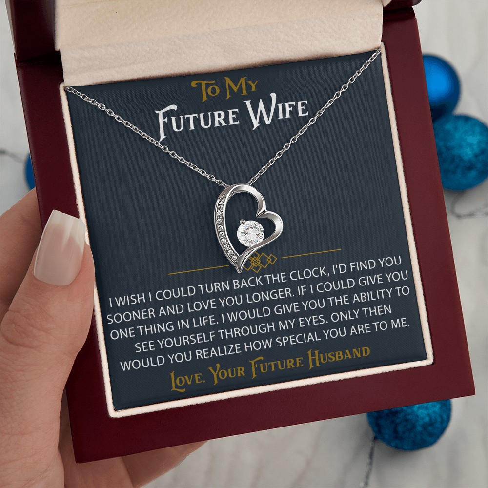 To My Future Wife Forever Love Heart Pendant Necklace Sentimental Gift for Bride (133562991407)