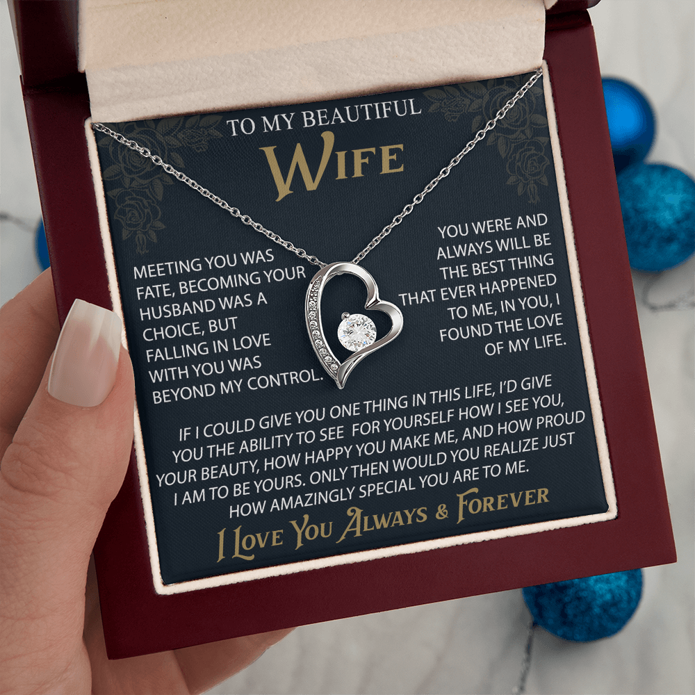 To My Wife Forever Love Necklace, Christmas Gifts For Women, Anniversary Gift For Wife