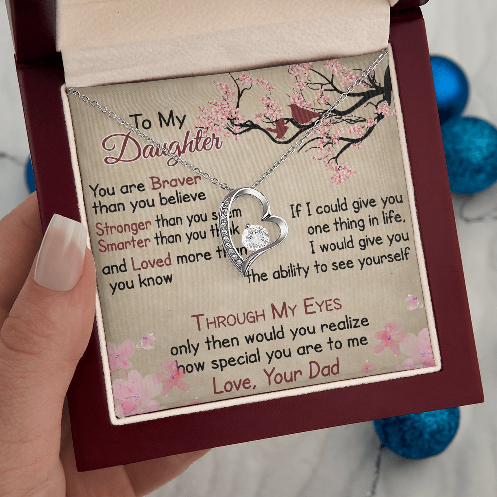 To My Daughter Gift from Dad - Forever Love Necklace for Your Princess, Little Girl Present