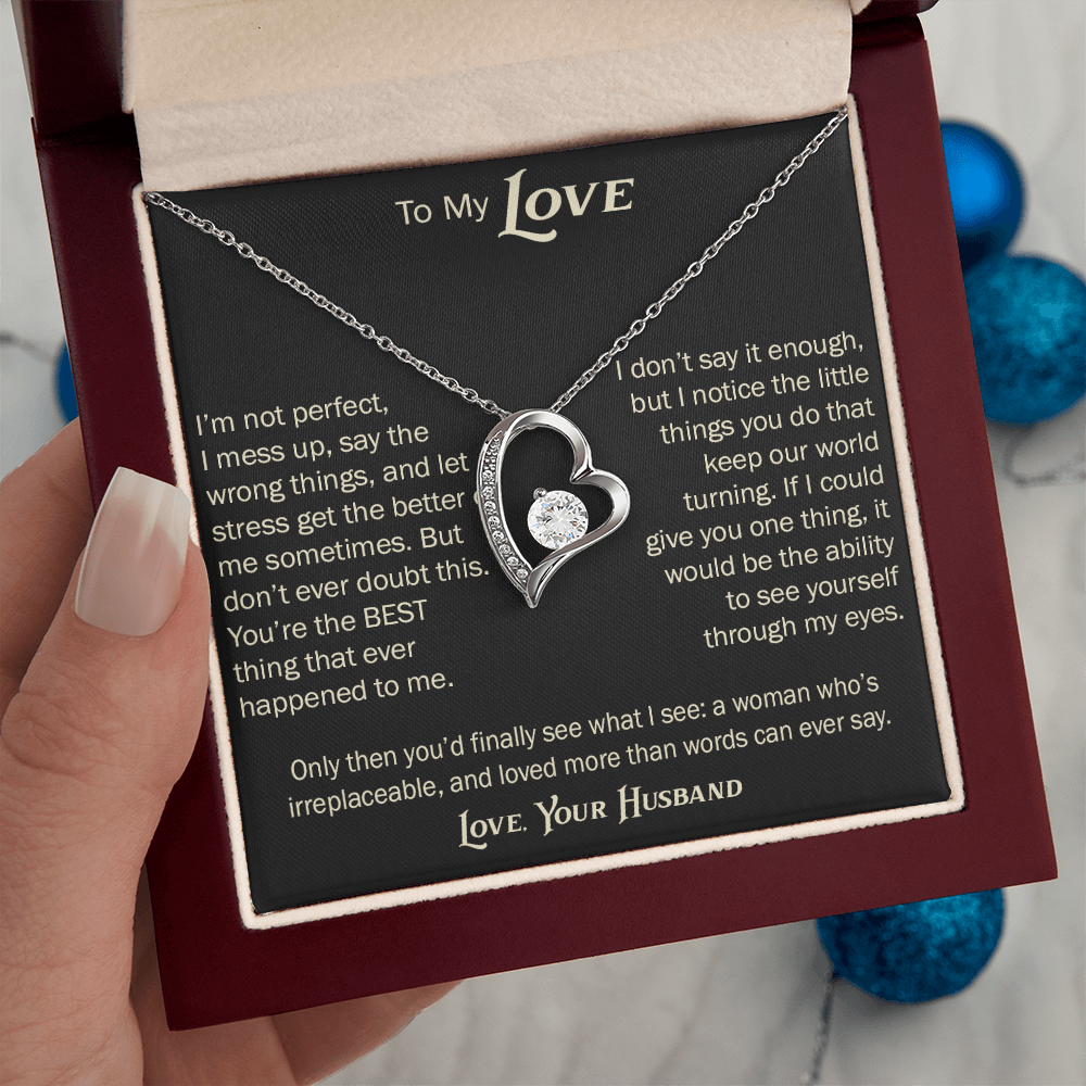 Forever Love Necklace for Wife From Husband, Anniversary Jewelry, Christmas Birthday Present for Her, To My Soulmate Gift