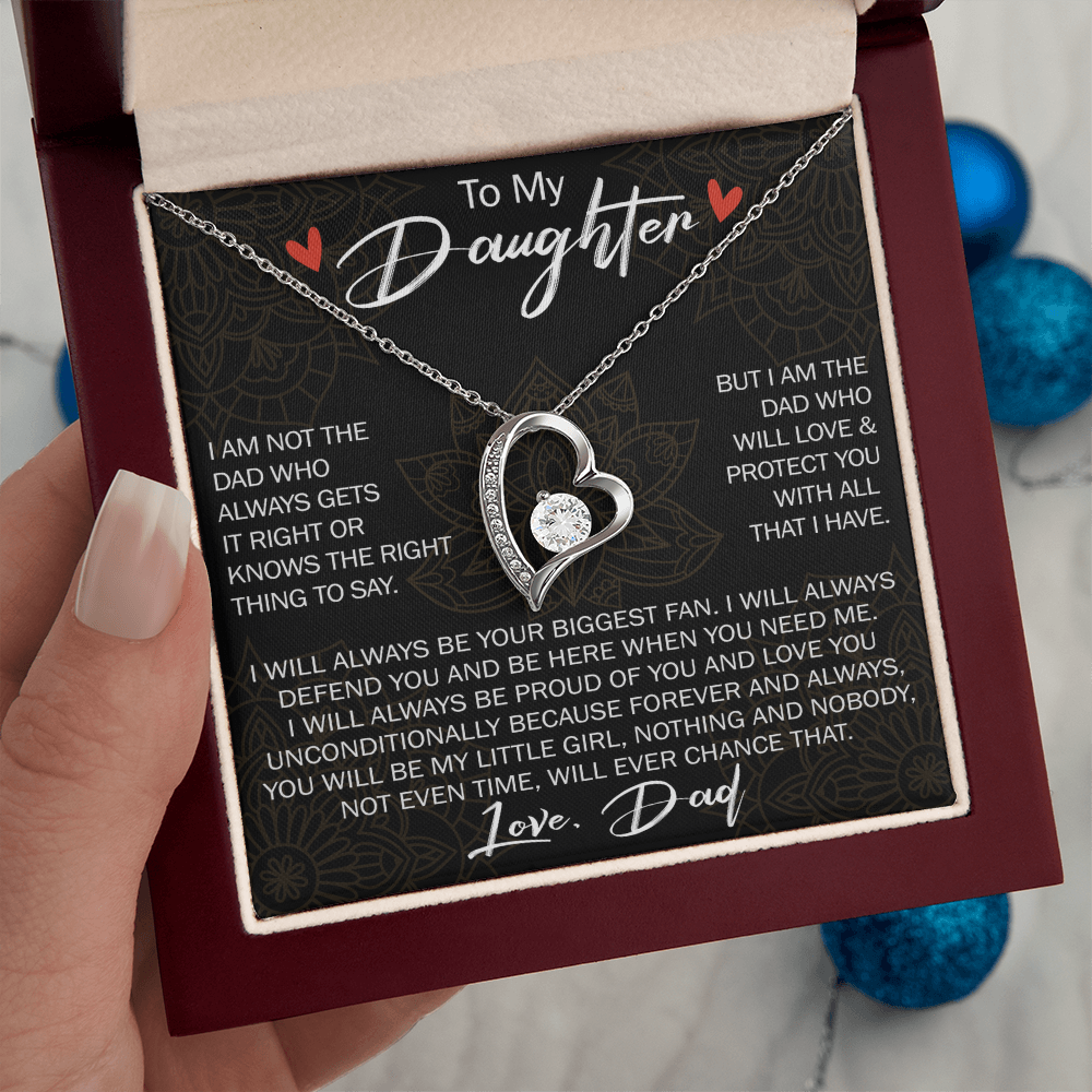 To My Daughter Forever Love Necklace Gift - Family Matching Jewelry for Birthday Back to School, Christmas Eve from Dad Papa, Father
