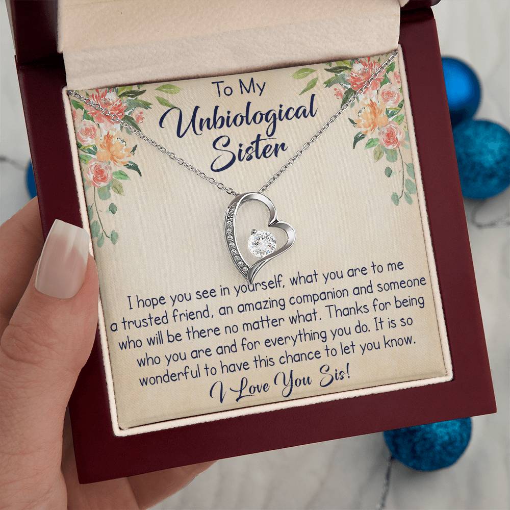 To My Unbiological Sister Forever Love Necklace, Unique Gift for Birthday, Mother's Day, Christmas, or any Special Occasion.