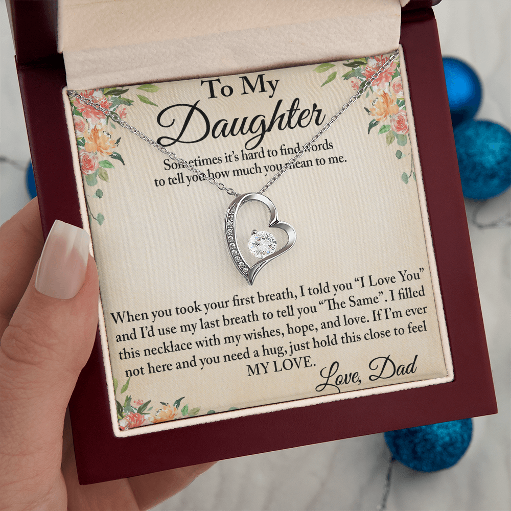 To My Daughter Unique Gift From Dad Forever Love Heart Necklace for Little Girl (134218942827)