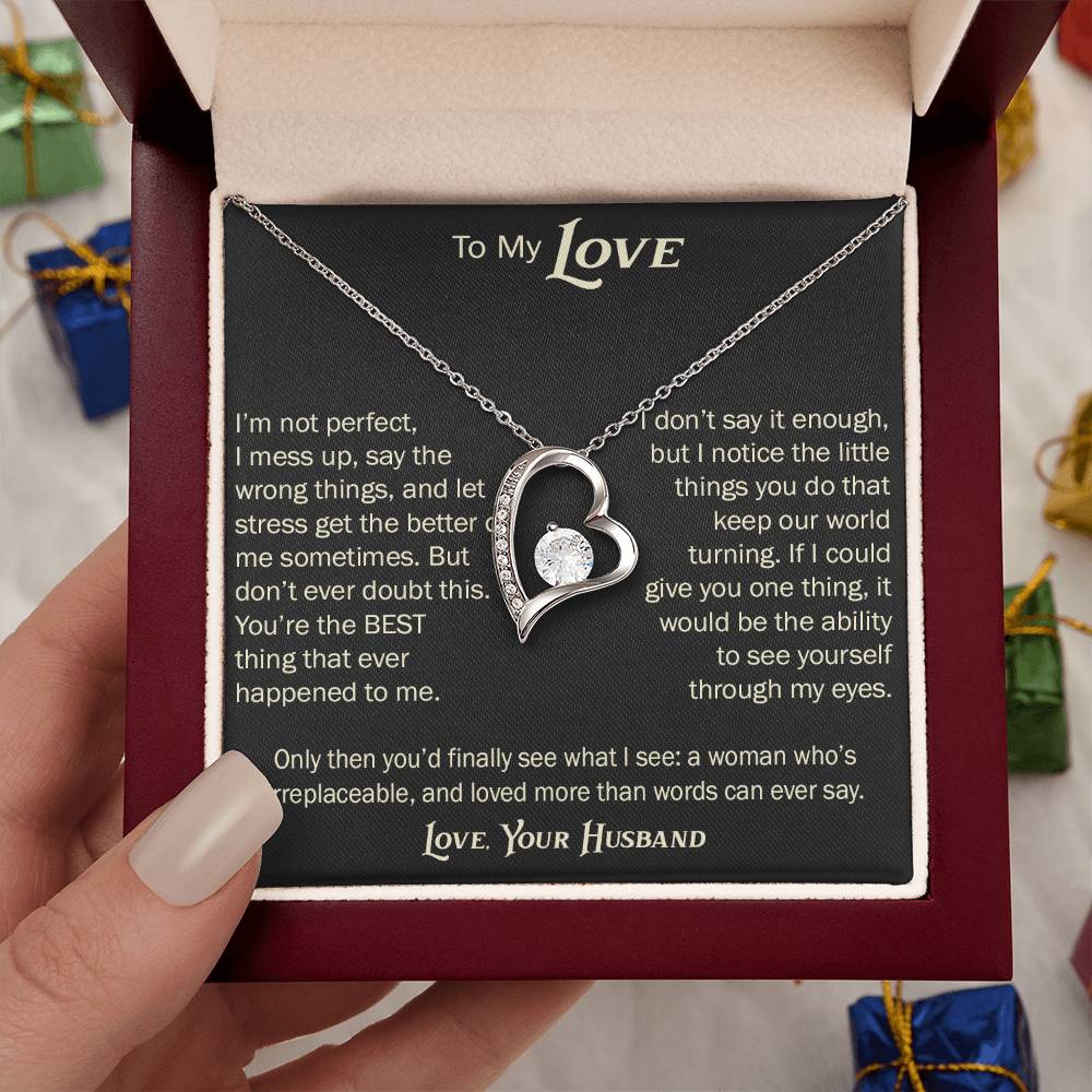 Forever Love Necklace for Wife From Husband, Anniversary Jewelry, Christmas Birthday Present for Her, To My Soulmate Gift