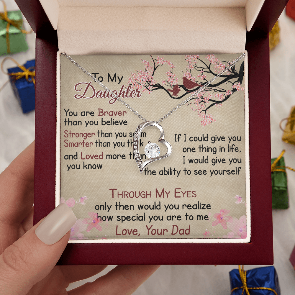 To My Daughter Gift from Dad - Forever Love Necklace for Your Princess, Little Girl Present
