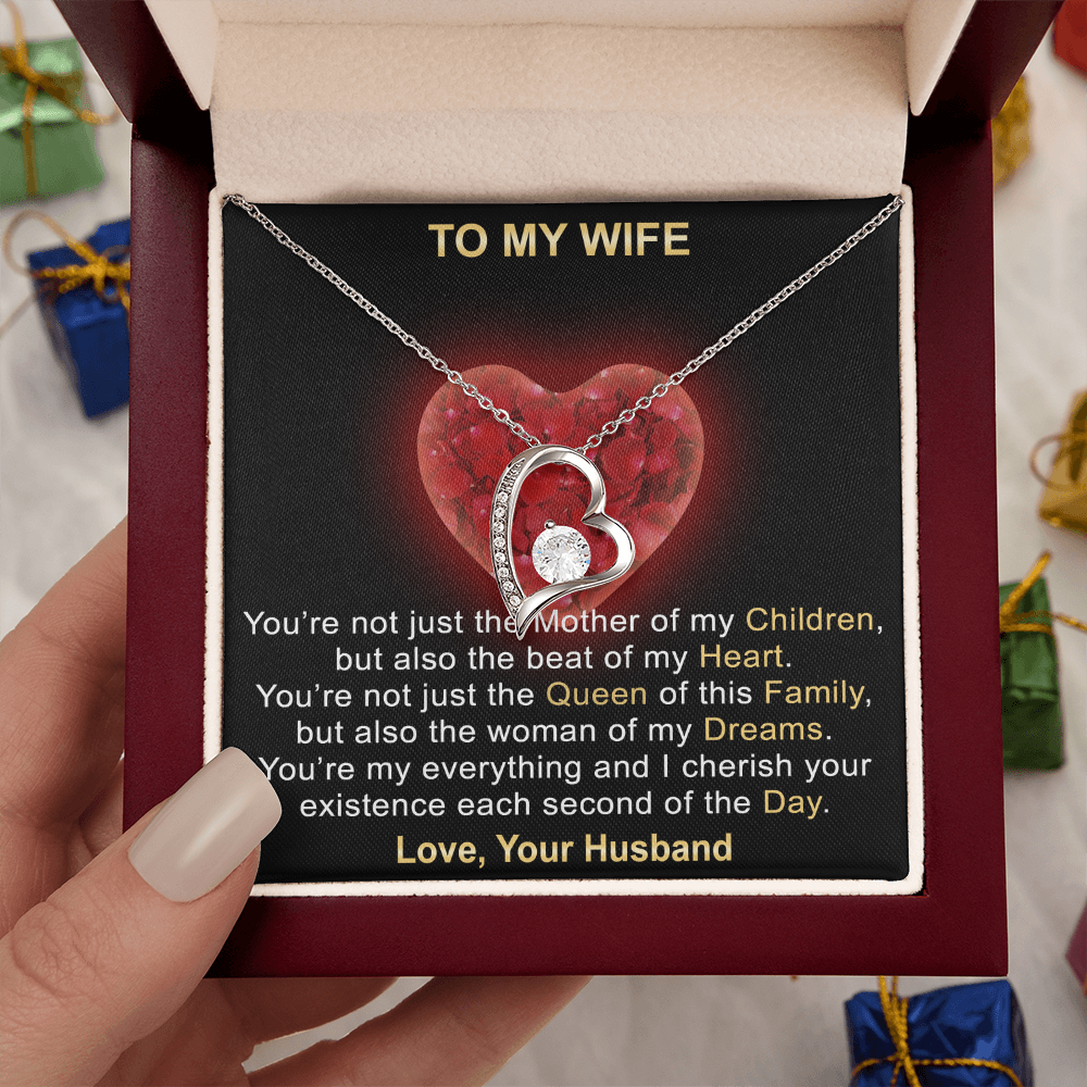 Surprise Your Wife Trending Gifts - Mother of My Children Forever Love Heart Necklace for Soulmate, Birthday, Christmas or any Special Occasion