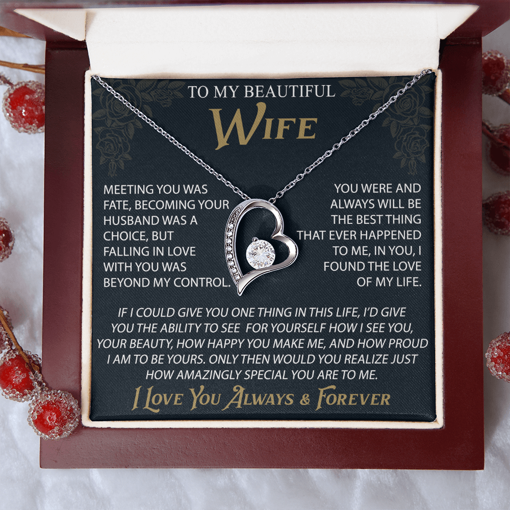 To My Wife Forever Love Necklace, Christmas Gifts For Women, Anniversary Gift For Wife