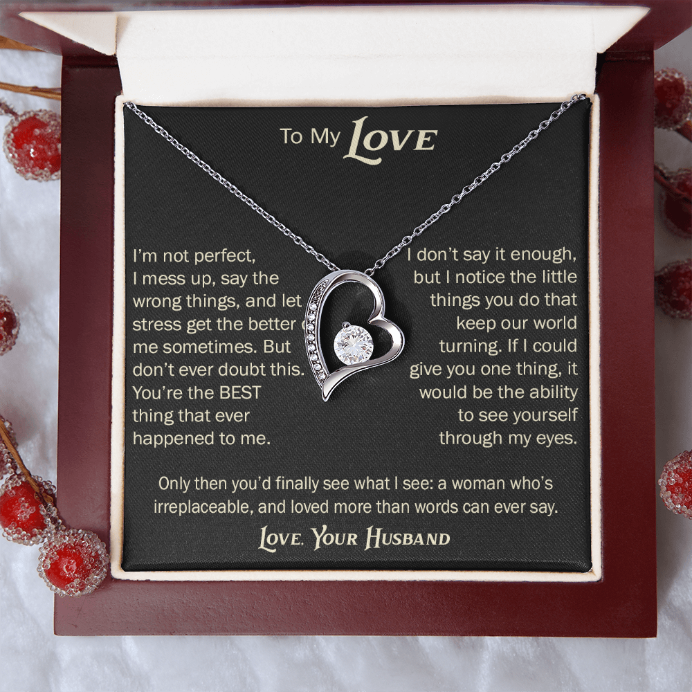 Forever Love Necklace for Wife From Husband, Anniversary Jewelry, Christmas Birthday Present for Her, To My Soulmate Gift