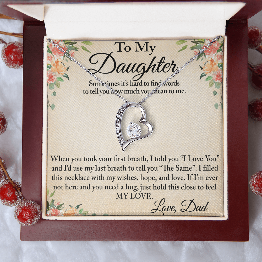 To My Daughter Unique Gift From Dad Forever Love Heart Necklace for Little Girl (134218942827)