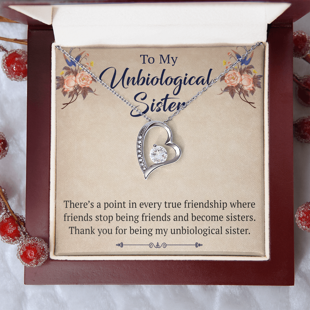 To My Unbiological Sister Forever Love Heart Necklace, Unique Gift for Birthday, Mother's Day, Christmas, or any Special Occasion