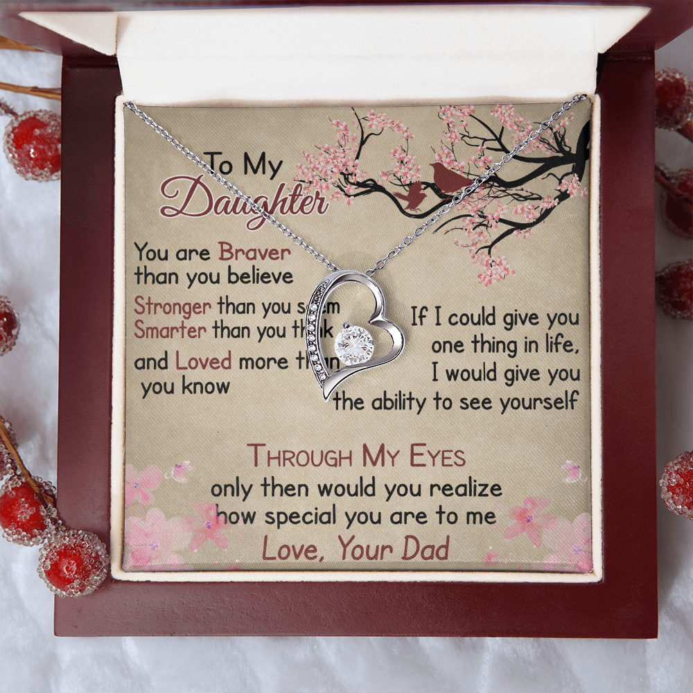 To My Daughter Gift from Dad - Forever Love Necklace for Your Princess, Little Girl Present