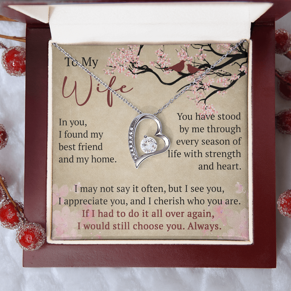 Wife Necklace Anniversary Gift Birthday Present For Her, Forever Love Necklace Romantic Keepsake from Husband