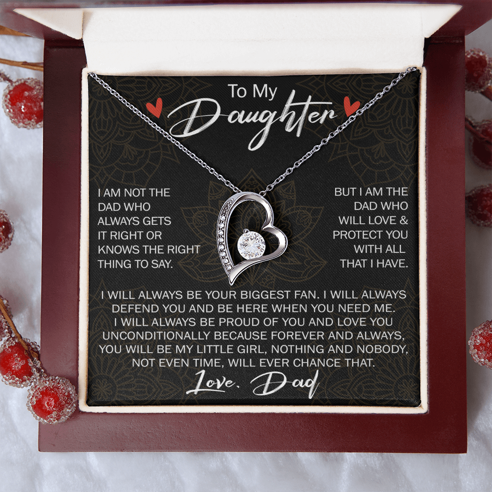 To My Daughter Forever Love Necklace Gift - Family Matching Jewelry for Birthday Back to School, Christmas Eve from Dad Papa, Father