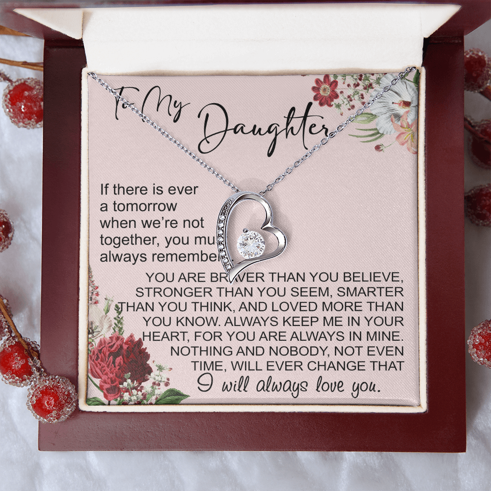 To My Daughter Gift from Dad Mom, Mother In Law, Father In Law - Forever Love Heart Necklace For Little Girl