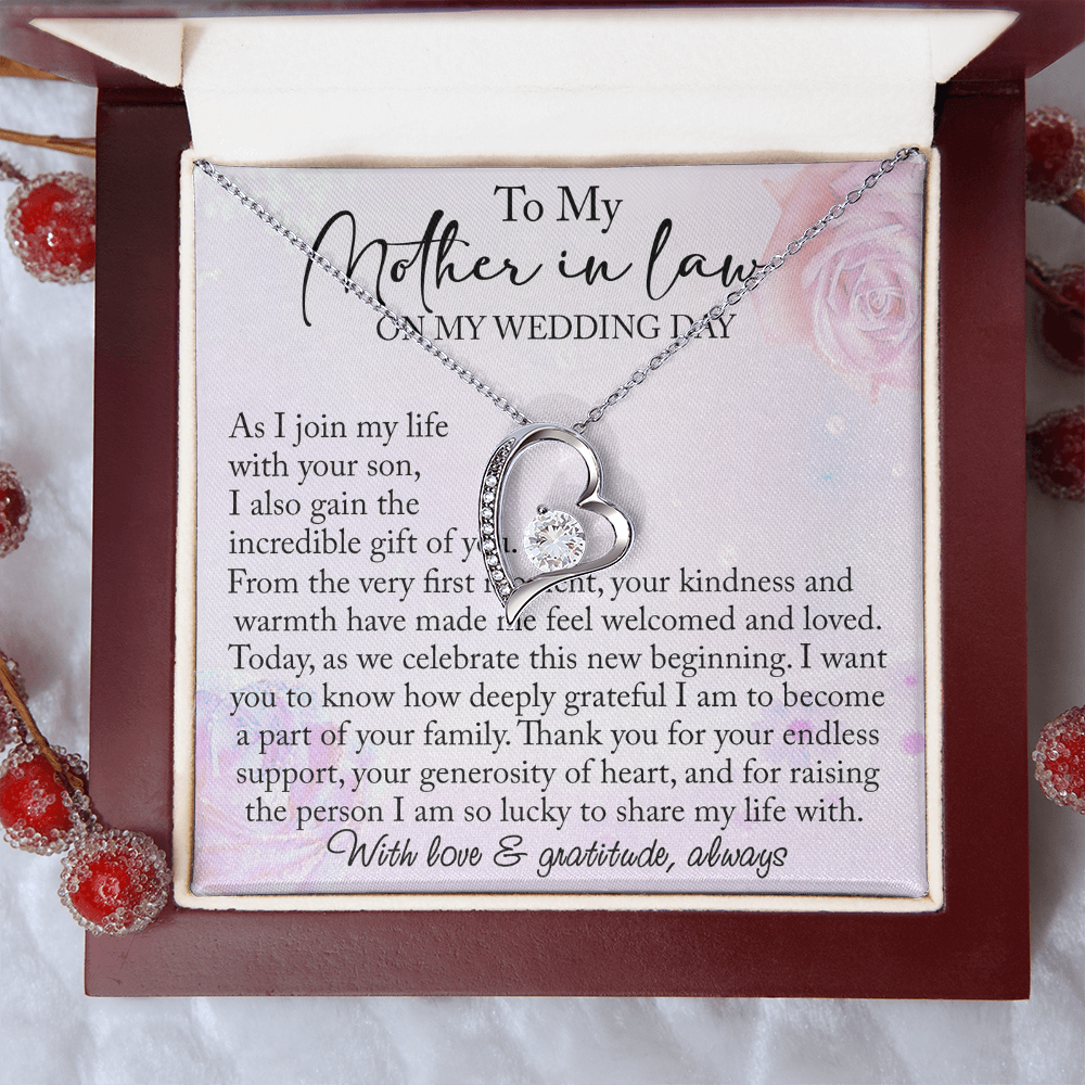 Mother-in-Law Wedding Day Forever Love Heart Necklace, Custom MIL Jewelry, Daughter-in-Law Gift, Personalized Gift From Bride