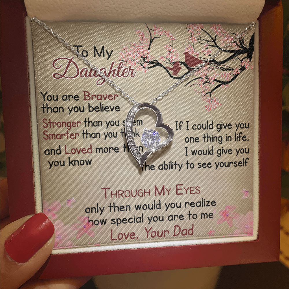 To My Daughter Gift from Dad - Forever Love Necklace for Your Princess, Little Girl Present