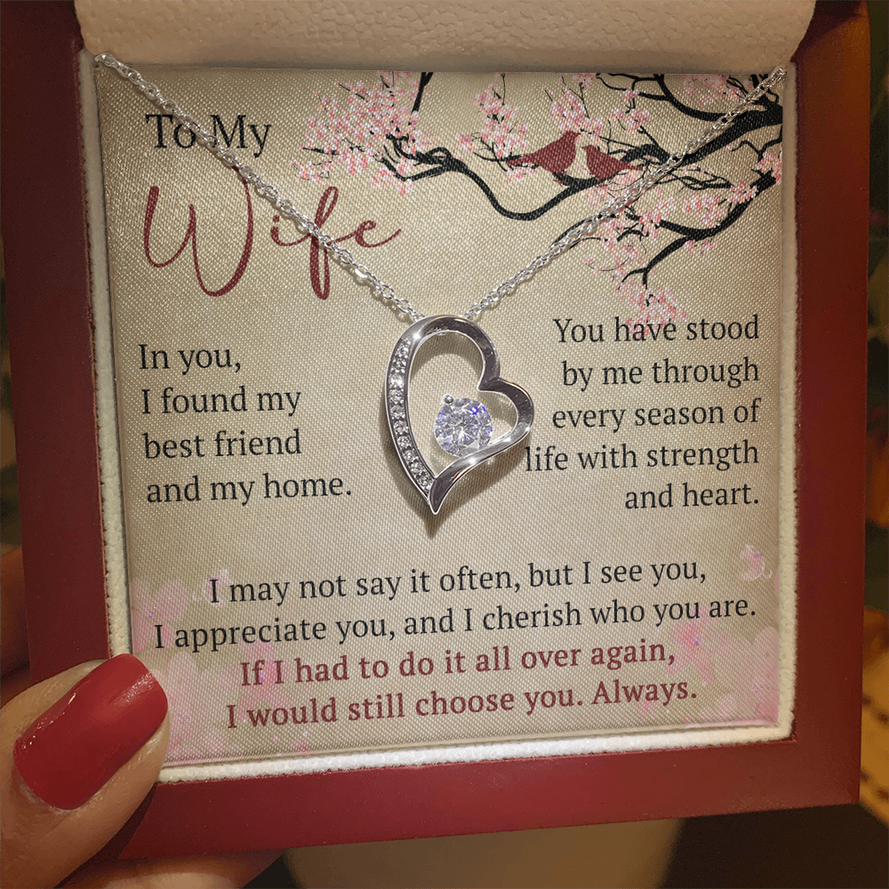 Wife Necklace Anniversary Gift Birthday Present For Her, Forever Love Necklace Romantic Keepsake from Husband