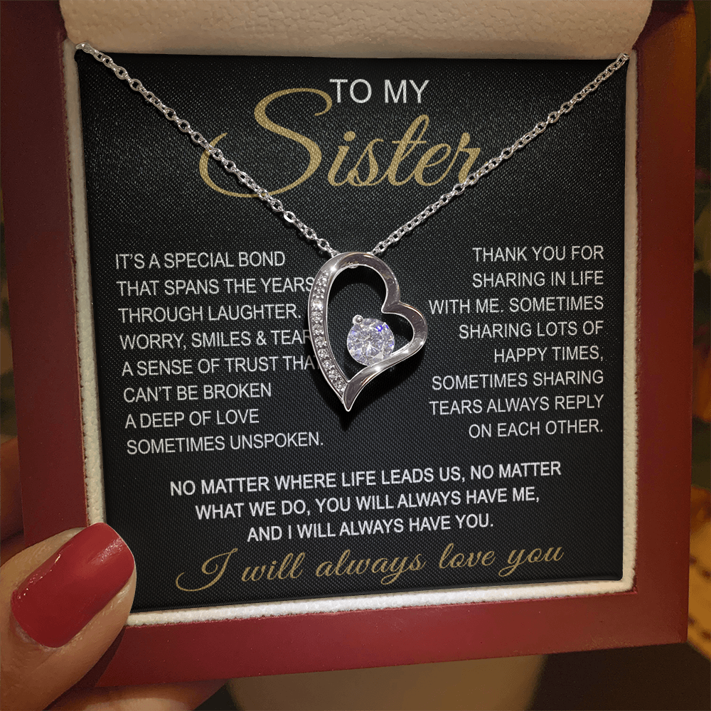 To My Sister Forever Love Necklace Sister Gifts With Heartfelt Message, Sister Gifts From Sister Brother For Birthday