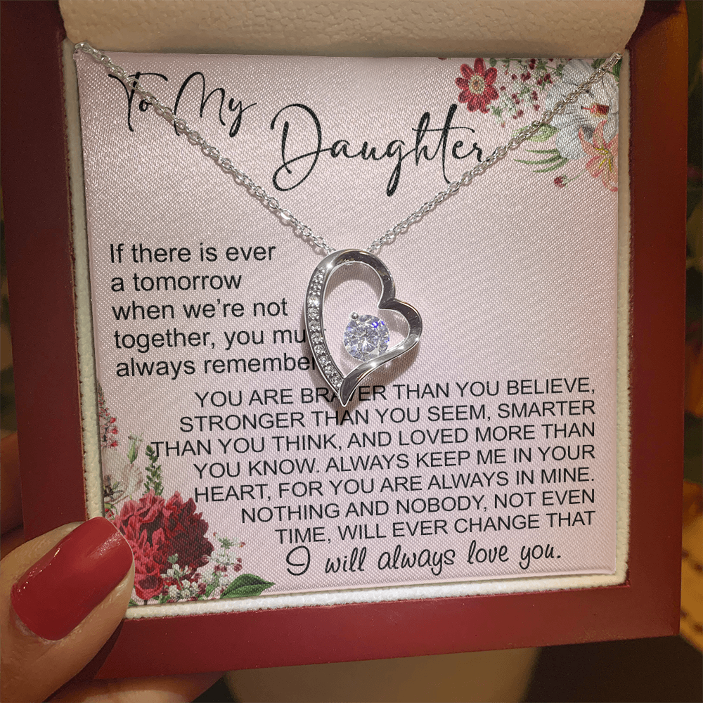 To My Daughter Gift from Dad Mom, Mother In Law, Father In Law - Forever Love Heart Necklace For Little Girl