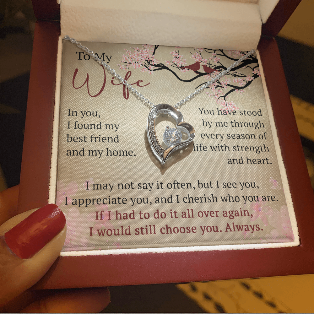 Wife Necklace Anniversary Gift Birthday Present For Her, Forever Love Necklace Romantic Keepsake from Husband