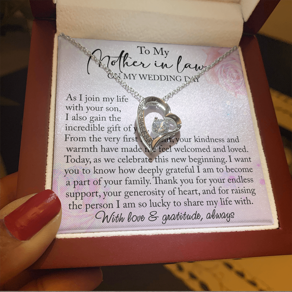 Mother-in-Law Wedding Day Forever Love Heart Necklace, Custom MIL Jewelry, Daughter-in-Law Gift, Personalized Gift From Bride