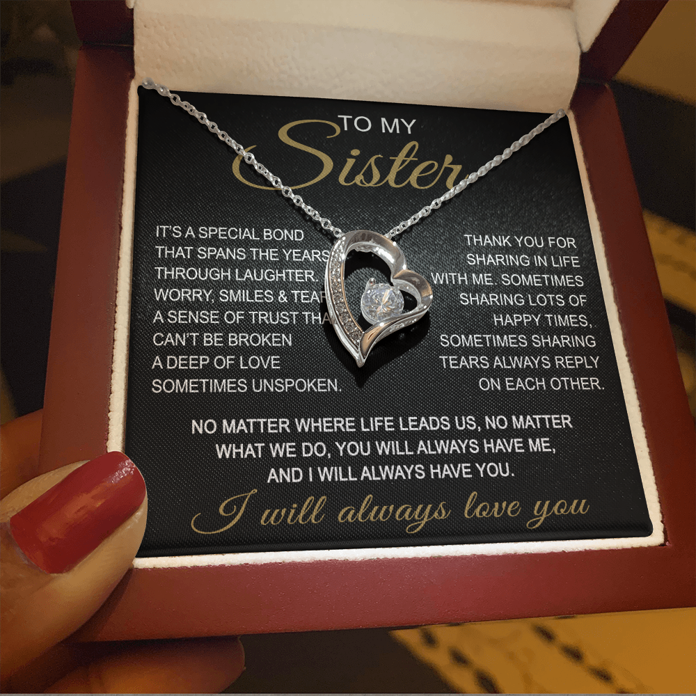 To My Sister Forever Love Necklace Sister Gifts With Heartfelt Message, Sister Gifts From Sister Brother For Birthday