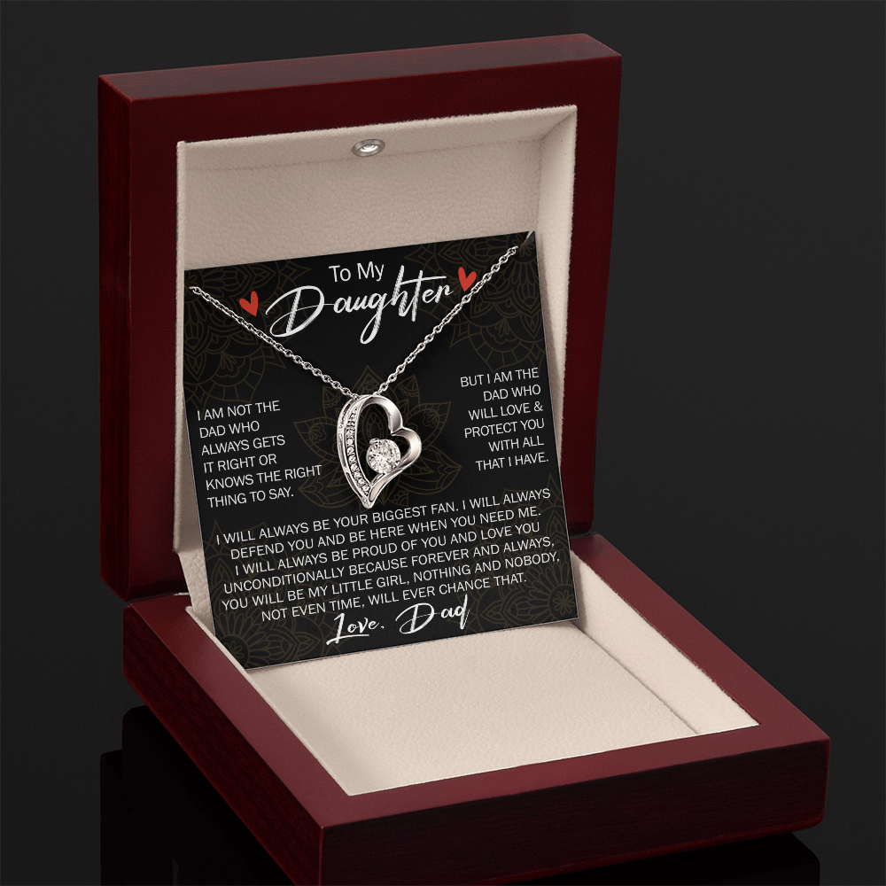 To My Daughter Forever Love Necklace Gift - Family Matching Jewelry for Birthday Back to School, Christmas Eve from Dad Papa, Father