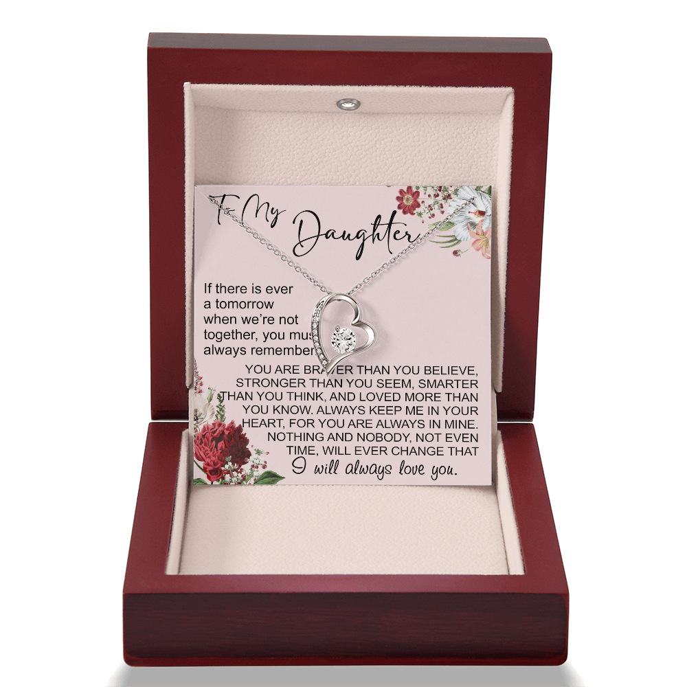 To My Daughter Gift from Dad Mom, Mother In Law, Father In Law - Forever Love Heart Necklace For Little Girl