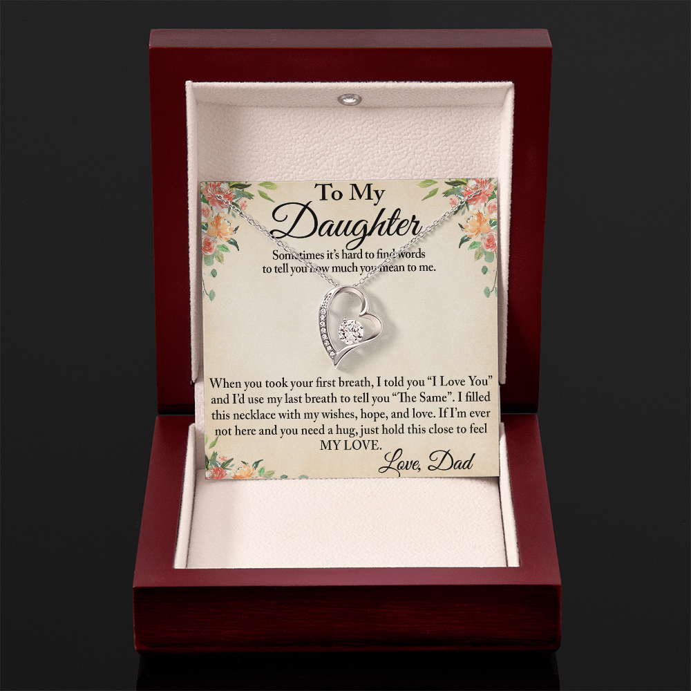 To My Daughter Unique Gift From Dad Forever Love Heart Necklace for Little Girl (134218942827)