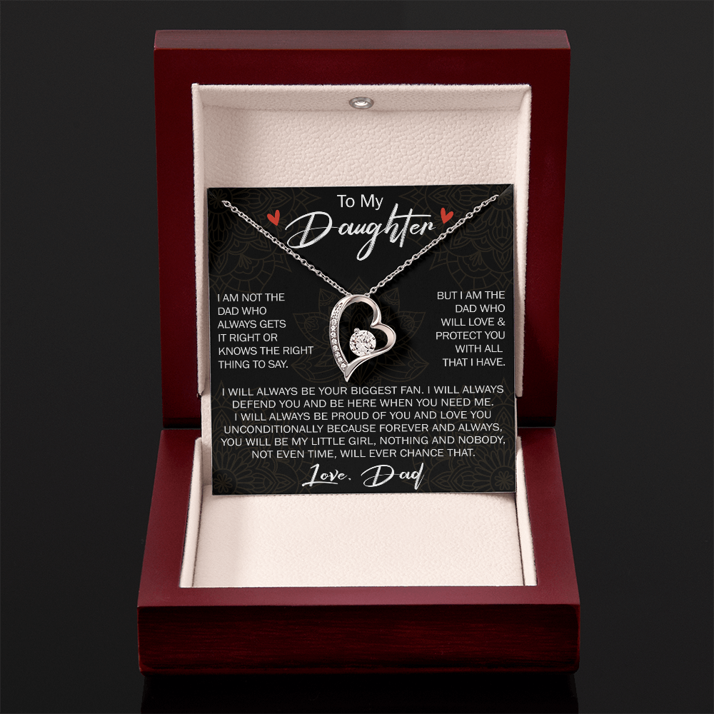 To My Daughter Gift from Dad - Forever Love Necklace for Your Princess, Little Girl Present - Birthday Gift
