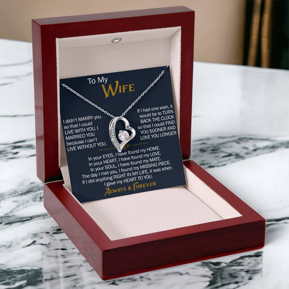 To My Wife Forever Love Necklace - Heartfelt Jewelry for Wife, Anniversary or Birthday Gift, Love Necklace