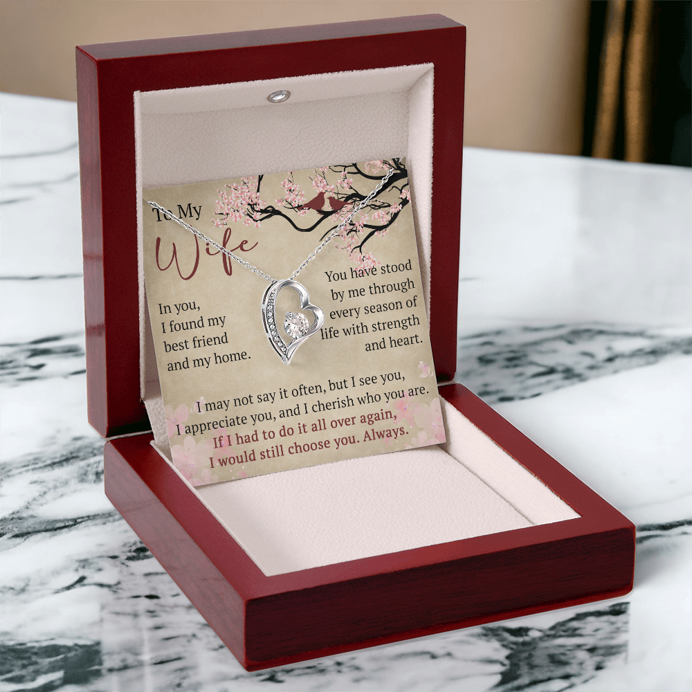 Wife Necklace Anniversary Gift Birthday Present For Her, Forever Love Necklace Romantic Keepsake from Husband