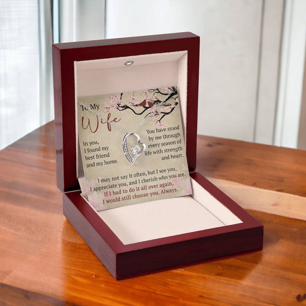 Wife Necklace Anniversary Gift Birthday Present For Her, Forever Love Necklace Romantic Keepsake from Husband