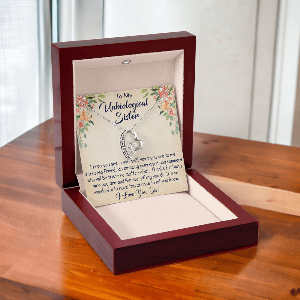To My Unbiological Sister Forever Love Necklace, Unique Gift for Birthday, Mother's Day, Christmas, or any Special Occasion.