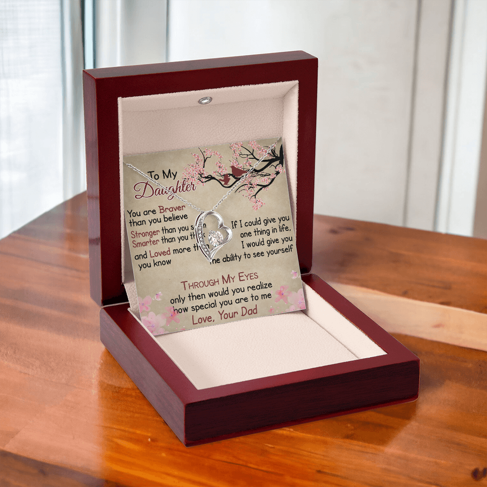 To My Daughter Gift from Dad - Forever Love Necklace for Your Princess, Little Girl Present