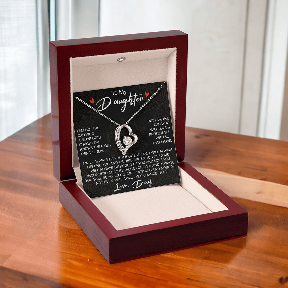 To My Daughter Gift from Dad - Forever Love Necklace for Your Princess, Little Girl Present - Birthday Gift
