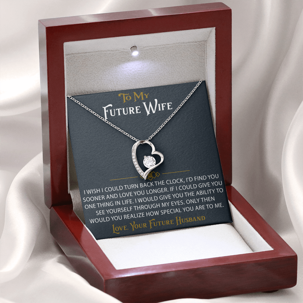 To My Future Wife Forever Love Heart Pendant Necklace Sentimental Gift for Bride (133562991407)
