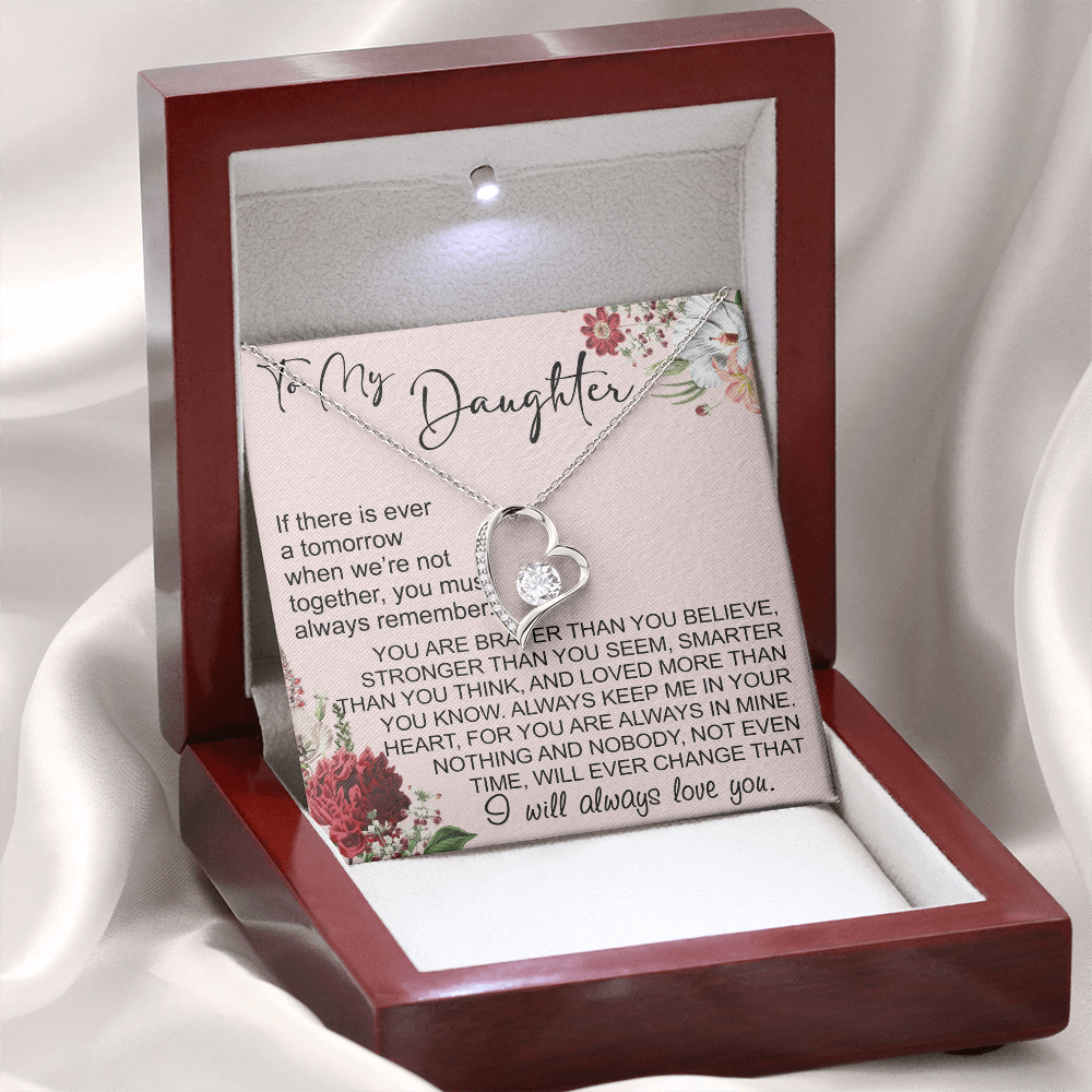 To My Daughter Gift from Dad Mom, Mother In Law, Father In Law - Forever Love Heart Necklace For Little Girl