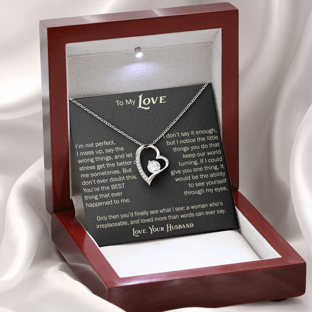 Forever Love Necklace for Wife From Husband, Anniversary Jewelry, Christmas Birthday Present for Her, To My Soulmate Gift