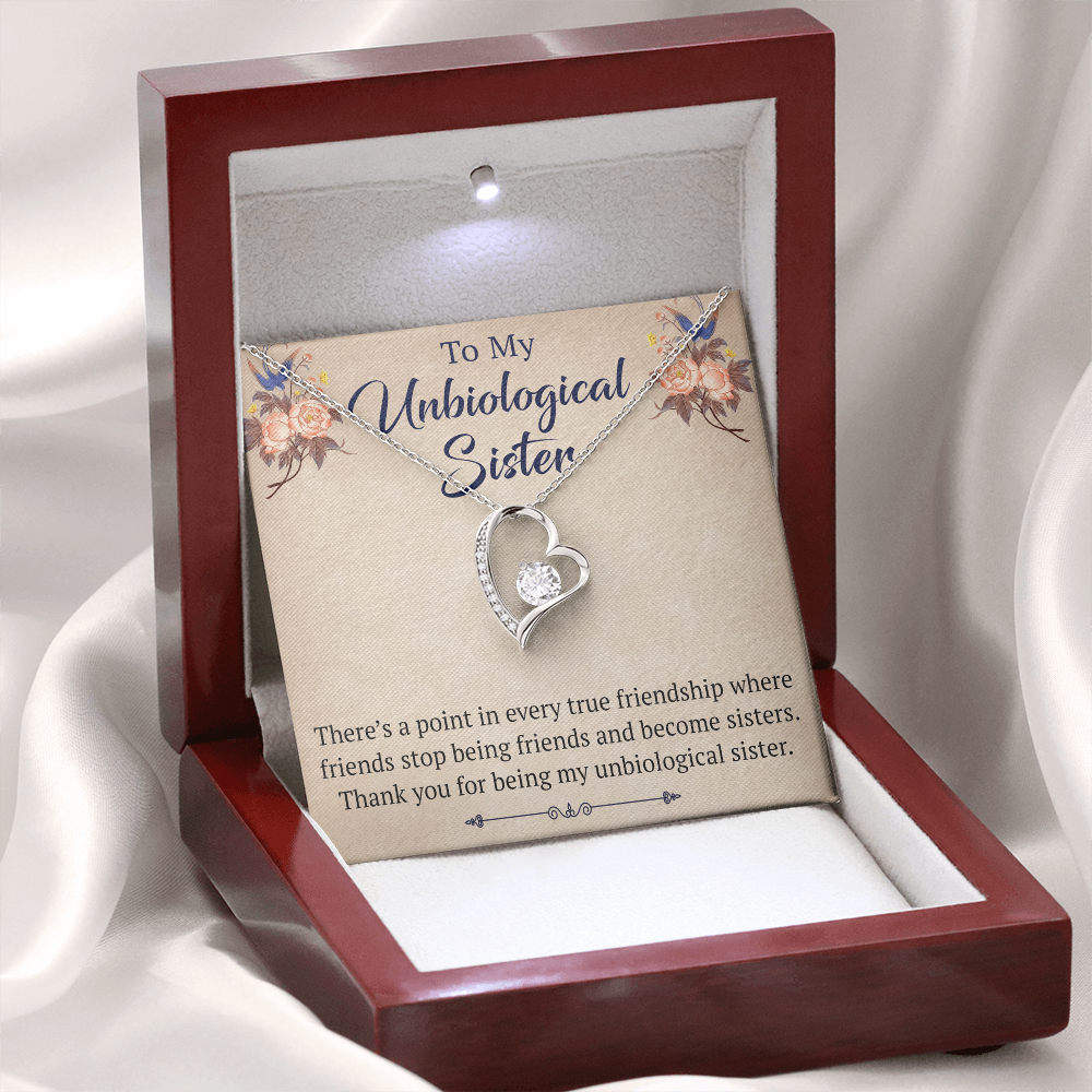 To My Unbiological Sister Forever Love Heart Necklace, Unique Gift for Birthday, Mother's Day, Christmas, or any Special Occasion