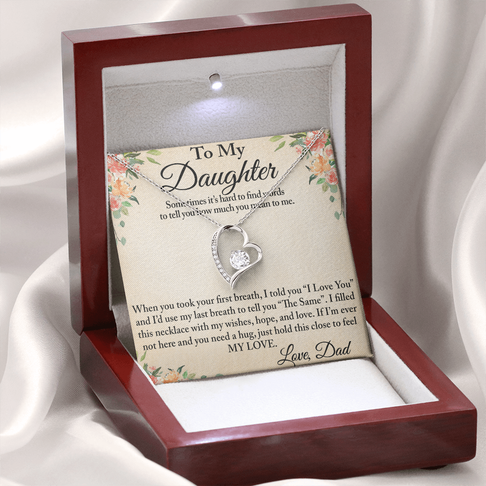 To My Daughter Unique Gift From Dad Forever Love Heart Necklace for Little Girl (134218942827)