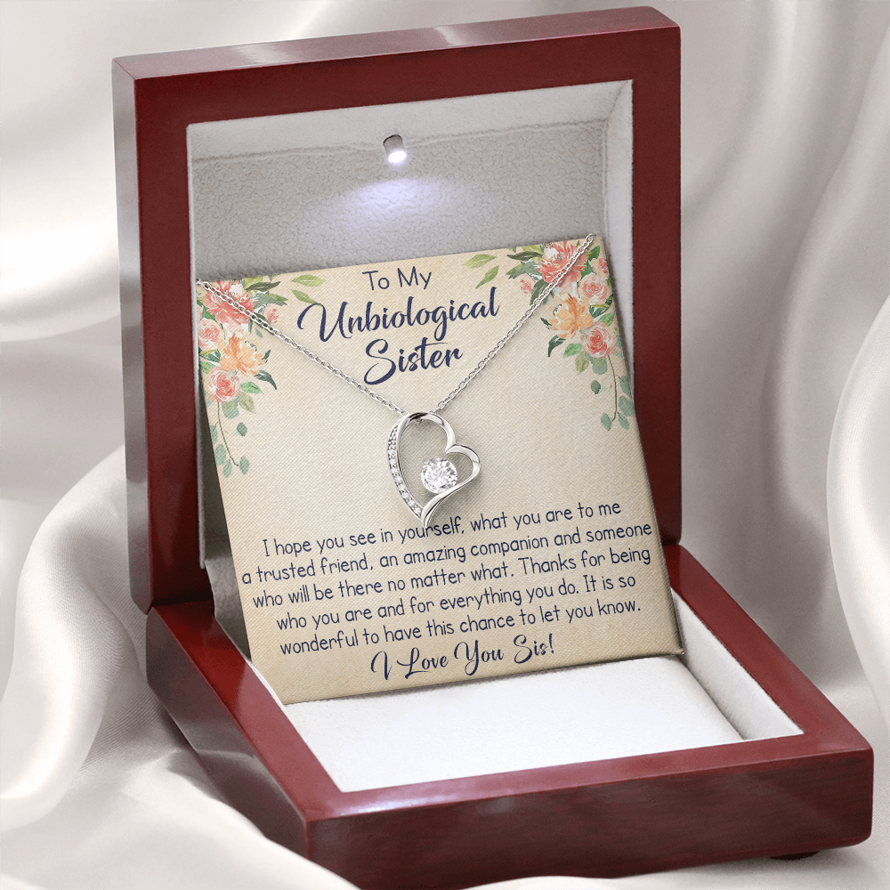 To My Unbiological Sister Forever Love Necklace, Unique Gift for Birthday, Mother's Day, Christmas, or any Special Occasion.